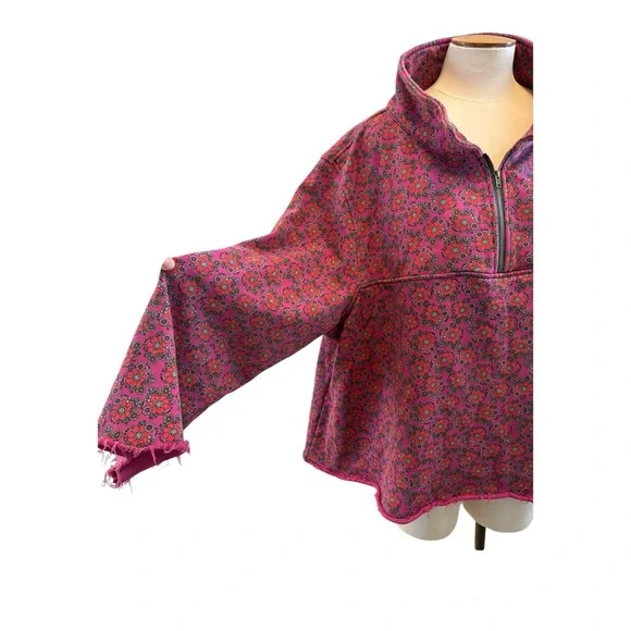 Natural Life Vibrant Floral Pullover/ Quarter Zip - Picture 2 of 6